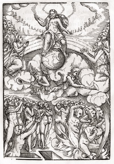 Poslední soud podle dřevorytu Hanse Holbeina (149798-1543) mladšího z „Der Todten Tanz“, vydaného v Basileji, 1843 od Unbekannt Unbekannt