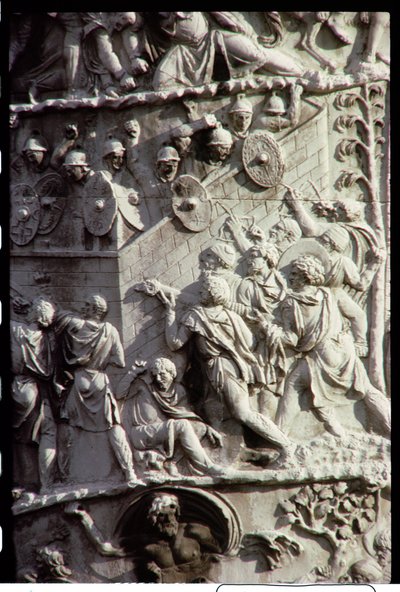 Trajanův sloup, postavený na oslavu vítězství nad Dáky, možná navržený Apollodorem z Damašku, 113 n. l. (detail) od Unbekannt Unbekannt