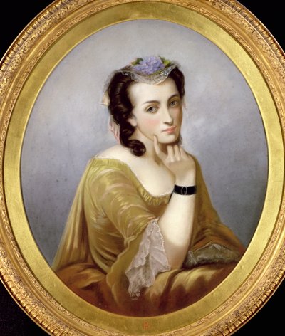 Žena v šatech Watteau, kolem roku 1870 (pastel) od Unbekannt Unbekannt