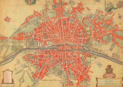 Mapa Paříže z 18. století. (tisk) od Unbekannter Künstler