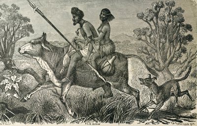 AFRIKA (19. století). Obyvatelé střední Afriky. Rytina. od Unbekannter Künstler