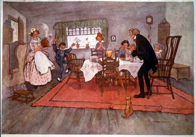 Vánoční večeře v Anglii, ilustrace Willa Owena, konec 19. století od Unbekannter Künstler