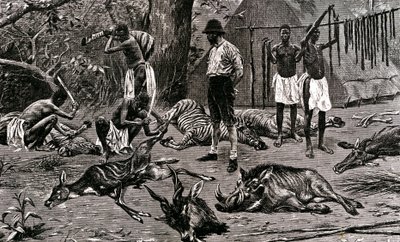 Skvělý lovecký den! 1900 (rytina) od Unbekannter Künstler