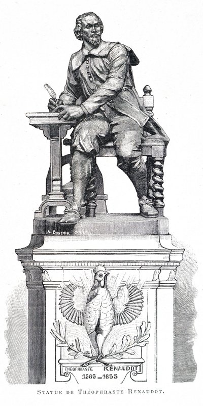 Socha Theophrasta Renaudota. od Unbekannt