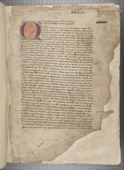 Přepis filozofických děl Marca Tullia Cicera ve třech rukou, zdánlivě převzatý z vydání romana z roku 1471, s margináliemi v ruce Archibalda Whitelawa a dalších, kolem roku 1480 (inkoust na pergamenu) od Unbekannt