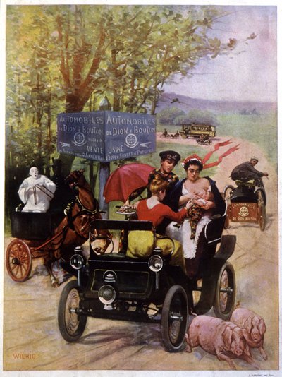 Reklama de Wilhio pro automobily Dion Bouton Francie konec 19. století od Unbekannter Künstler