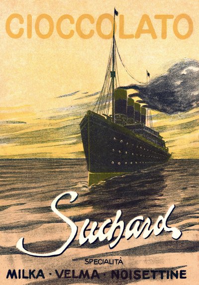 Reklama na čokoládu Milka de Suchard představující linkovou loď, začátek 20. století (plakát) od Unbekannter Künstler