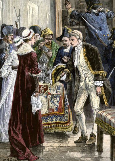 Americké námořnictvo: John Paul Jones (1747-1792) hrdina americké války za nezávislost a posádka lodi Ranger přepadli hrad hraběte ze Selkirku ve Spojených státech. od Unbekannter Künstler