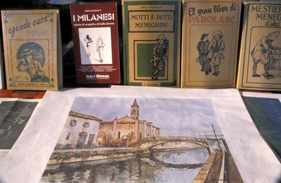 Trh se starožitnostmi, Naviglio Grande, Milán, Lombardie, Itálie od Unbekannt