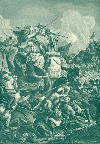 Anwaruddin Muhammed Khan v bitvě u Amburu od Unbekannter Künstler