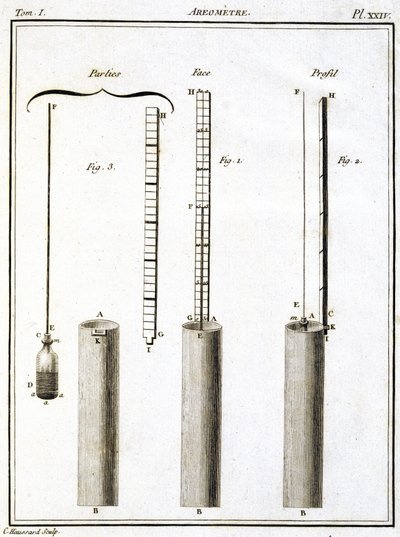 Areometr (hustoměr nebo hustoměr) od Unbekannt