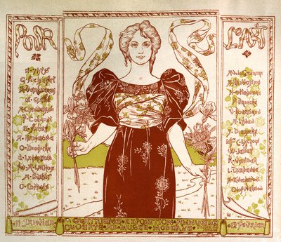 Čl. Výtvarné umění. Pro umění. Secesní expozice v Musee Moderne v Bruselu. Plakát Alexandre Hannotiau, Belgie od Unbekannter Künstler