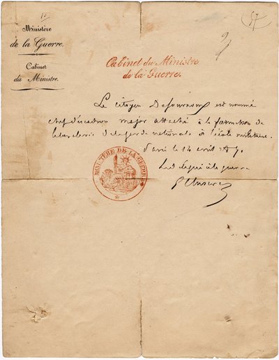 Autogramiáda válečného delegáta Gustava Paula Clusereta pod Pařížskou komunou. Ztlumit. 10,7 x 6,8 cm 1871 od Unbekannt