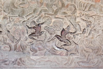 Basreliéfy na východní galerii Angkor wat, Kambodža od Unbekannter Künstler