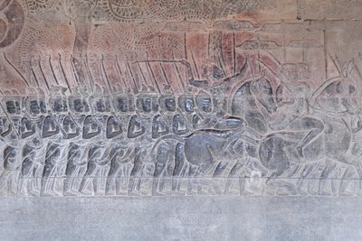Basreliéfy na jižní galerii Angkor wat, Kambodža od Unbekannter Künstler
