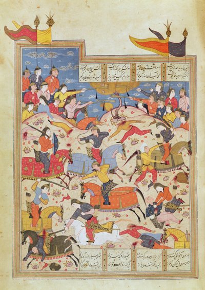 Bitevní scéna, ilustrace z "Shahnama" od Unbekannt