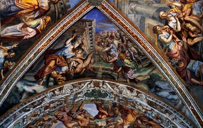 Biblické výjevy, fresky (18. století) z klenby katedrály svatého Bartoloměje, Lipari, Liparské ostrovy (Seznam světového dědictví UNESCO, 2000), Sicílie, Itálie od Benjamin Baud