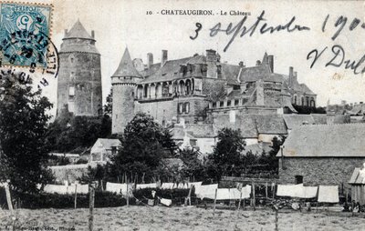 Bretaň, Ille et Vilaine (35), Chateaugiron: vnější pohled na hrad - Pohlednice z roku 1904 od Unbekannt