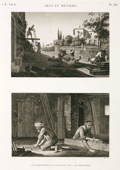 Stavební konstrukce a opravy Tesaři a truhláři, Egypt, c 1798 od Unbekannt