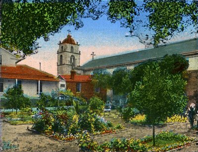 Kalifornie: Mission San Buena Ventura a zahrada od Unbekannter Künstler