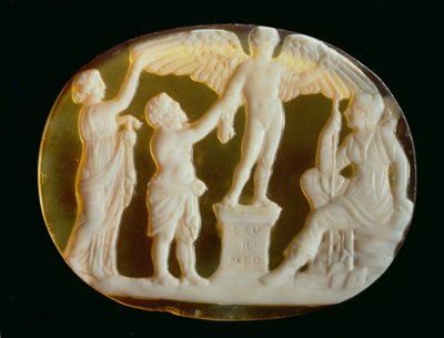 Cameo Icarus a Daedalus s Persephone a Artemis od Unbekannt