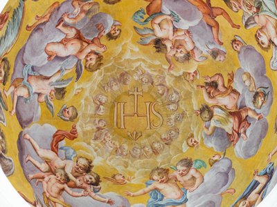 Stropní freska, Mauzoleum Habsburků, Graz, Štýrsko, Rakousko, Evropa (foto) od Unbekannter Künstler