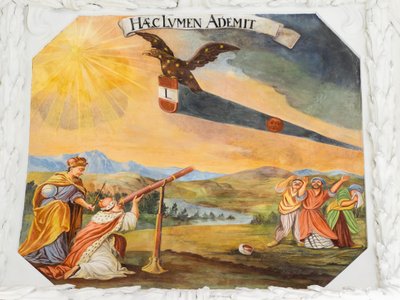 Stropní freska v lodi kostela sv. Kateřiny, alegorické zobrazení vítězství císaře Leopolda I. nad Osmany, Mauzoleum Habsburků, Graz, Štýrsko, Rakousko, Evropa (foto) od Unbekannter Künstler