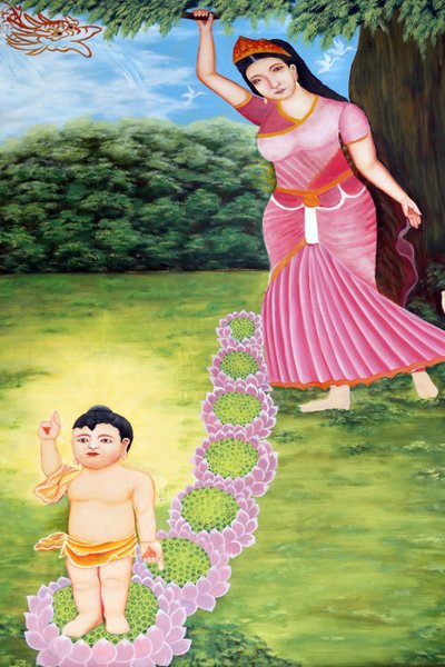 buddhistický chrám Chua Tu Quang. Princ Siddhartha Gautama, Buddha jako dítě. Dítě se prý narodilo úplně bdělé. Uměl mluvit a řekl své matce, že přišel osvobodit celé lidstvo od utrpení. Vung Tau. Vietnam. od Unbekannt