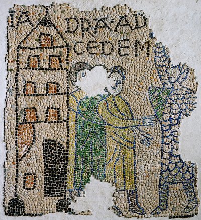 Kostel svatého Jana Evangelisty, čtvrtá křížová výprava, fragmenty mozaikových podlah představující Benátčany., Ravenna, Emilia-Romagna, Itálie od William M. Timlin