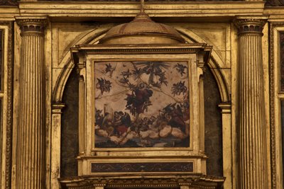 Kolegiátní kostel. Interiér. Hlavní oltář. Detail. Centrum. Malování. Olej na achátu. 1624. od Unbekannt