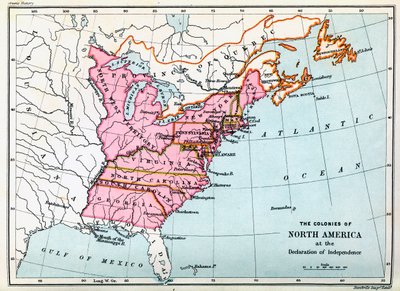 Kolonie Severní Ameriky v roce 1776 (tisk) od Unbekannter Künstler
