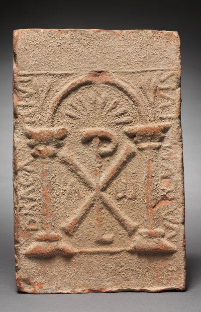 Deska na hrob kolumbária s monogramem Krista, 500-800 od Unbekannt