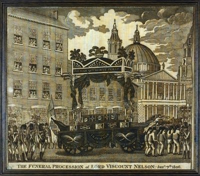 Pamětní kapesník s nápisem "Pohřební průvod lorda vikomta Horatia Nelsona (1758-1805), 9. leden". od Unbekannter Künstler