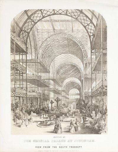 Crystal Palace, Post-Great Exhibition Pohled z jižní transeptu, Crystal Palace, Sydenham od Unbekannt