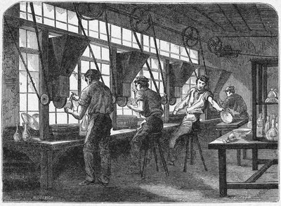 Broušení křišťálu, asi 1880 (rytina) od Unbekannter Künstler