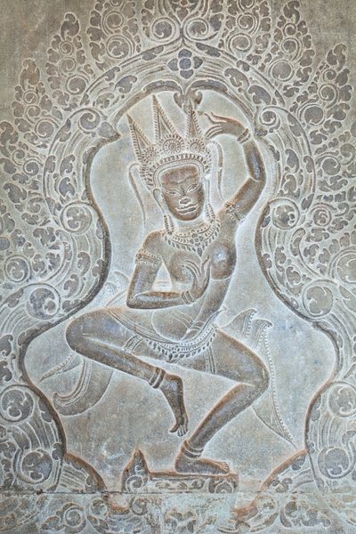 Tančící reliéf Apsary na vnější západní stěně, Angkor Wat, Kambodža (foto) od Unbekannter Künstler