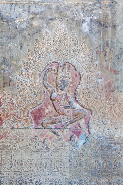Tančící reliéf Apsary na vnější západní stěně, Angkor Wat, Kambodža (foto) od Unbekannter Künstler