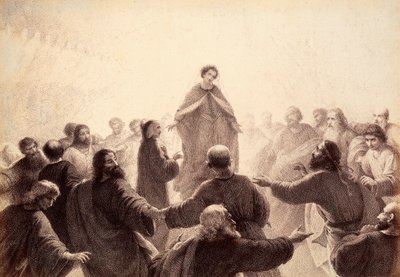 Dante a Beatrice jsou obklopeni duchy Moudrých, kteří kolem nich zpívají a tančí. Ilustrace z Canto XIV z Paradisa Božské komedie Danta Alighieriho. Dílo Francesa Scaramuzzy věnované florentskému magistrátu. od Unbekannter Künstler