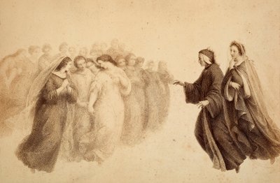 Dante spolu s Beatricí a blahoslavenými duchy. Ilustrace Canto XXXIII v Paradisu Božské komedie od Dante Alighieriho. Dílo Francesca Scaramuzzy věnované florentskému magistrátu. od Unbekannter Künstler
