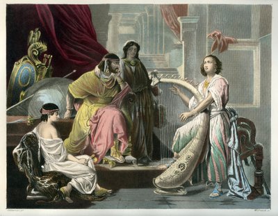 David hraje na harfu před Saulem - Bible od Unbekannter Künstler