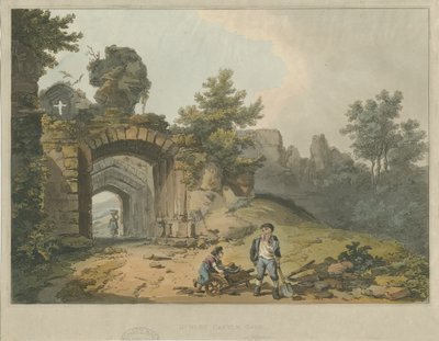 Dudley Castle – The Keep: barevná rytina akvatinty a [?19. století] od Unbekannt