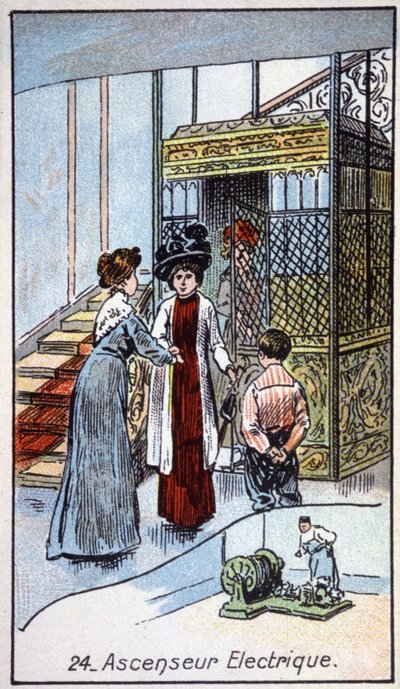 Elektrický výtah, cca 1910 (ilustrace) od Unbekannter Künstler