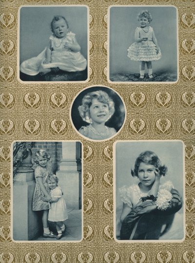Elizabeth II a princezna Margaret jako děti (černobílá fotografie) od Unbekannter Künstler