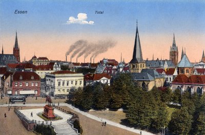 Essen, Německo - Pohled na centrum města, počátek 20. století (pohlednice) od Unbekannter Künstler