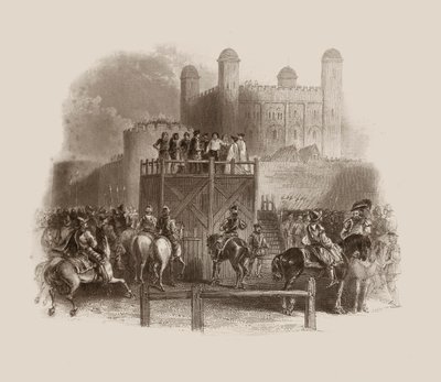 Poprava Johna Dudleyho v roce 1553 (rytina) od Unbekannter Künstler