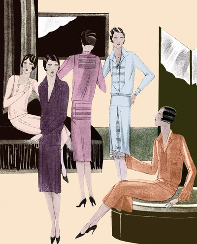 Módní šaty na jaře 1928 od Unbekannter Künstler