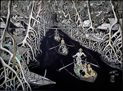 Muzeum výtvarného umění, Ca Mau Guerrillas by Thai Ha, Lakované rytí, Ho Či Minovo Město, Vietnam, 2018 od Josef Eberz