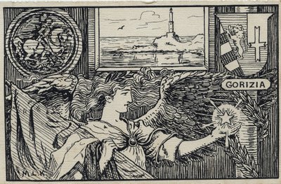 První světová válka (1914-1918): Italská vlastenecká pohlednice pro připojení Gorizie k Itálii od Unbekannter Künstler
