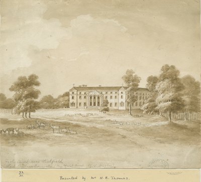 Fisherwick Hall: sépiová lavírovaná kresba, nd [?19. století] od Unbekannt