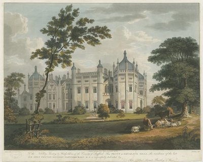 Forton - Aqualate Hall: tónovaná rytina akvatinty, nd [c 1814] od Unbekannt